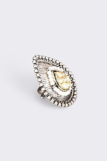 Oxidised Kundan Polki Handcrafted Ring