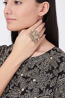 Oxidised Kundan Polki Handcrafted Ring