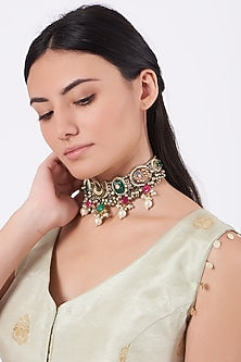 Oxidised Kundan Polki & Semi Precious Stone Choker Necklace