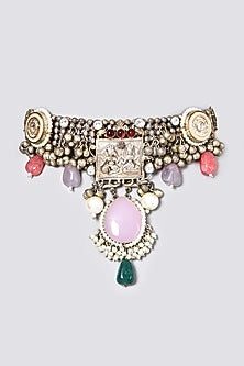 Oxidised Kundan Polki Meenakari Choker Necklace