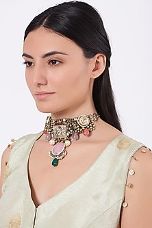 Oxidised Kundan Polki Meenakari Choker Necklace