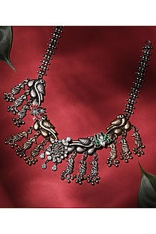 Two Tone Finish Kundan Polki Necklace In Sterling Silver