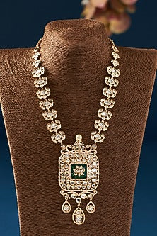 Gold Plated Kundan Polki Long Necklace Set