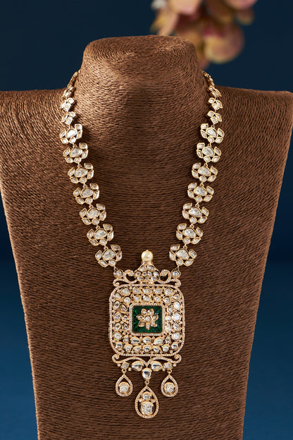 Gold Plated Kundan Polki Long Necklace Set