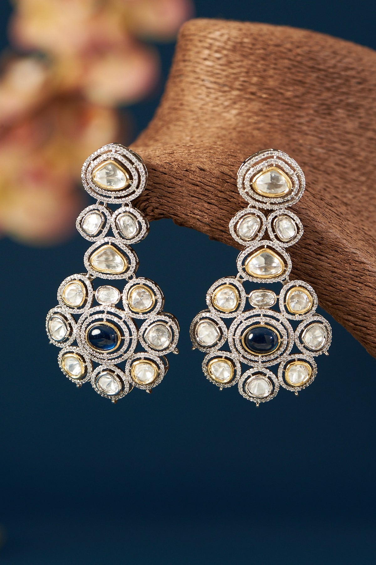Gold Finish Kundan Polki Layered Necklace Set
