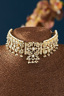 Gold Plated Kundan Polki & Pearl Choker Necklace Set