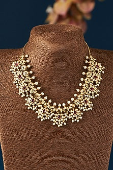 Gold Plated Kundan Polki & Jadau Stone Necklace Set