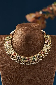 Gold Plated Kundan Polki & Jadau Stone Necklace Set