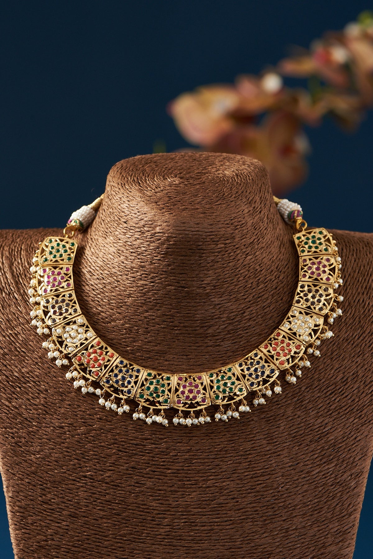 Gold Plated Kundan Polki & Jadau Stone Necklace Set