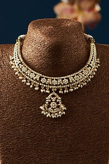 Gold Plated Kundan Polki & Jadau Stone Necklace Set