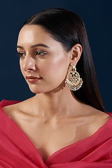 Gold Plated Kundan Polki Chandbali Earrings