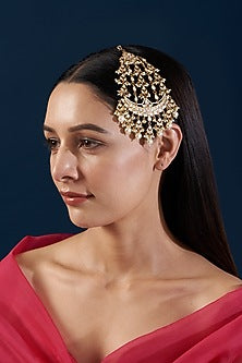 Gold Finish Kundan Polki & Pearl Pasa