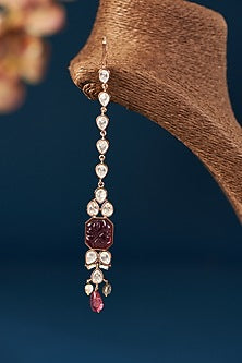 Gold Finish Kundan Polki & Ruby Choker Necklace Set