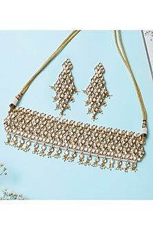 Gold Plated Kundan Polki Choker Necklace Set