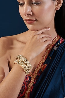 Gold Plated Kundan Polki Kadas (Set of 2)
