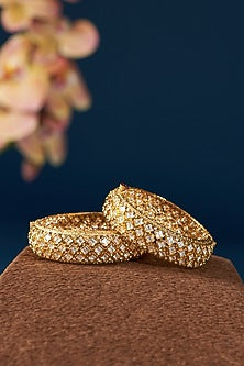 Gold Plated Kundan Polki Kadas (Set of 2)