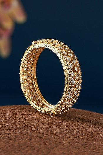 Gold Plated Kundan Polki Kadas (Set of 2)