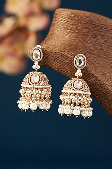 Gold Plated Kundan Polki Jhumka Earrings