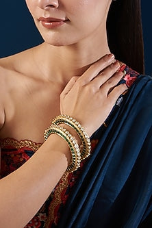 Gold Plated Kundan Polki Kada(Set of 2)