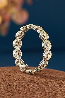 White Rhodium Finish Kundan Polki & Diamond Kadas (Set of 2)