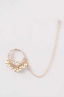 Gold Finish Kundan Polki & Pearl Drop Long Necklace Set