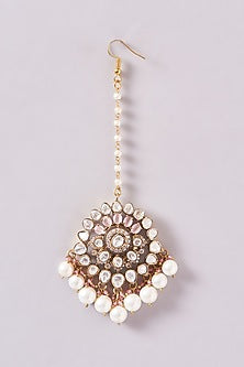 Black Rhodium Finish Kundan Polki & Pink Pearl Necklace Set