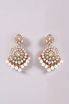 Black Rhodium Finish Kundan Polki & Pink Pearl Necklace Set