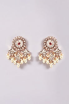 Gold Plated Kundan Polki & Pearl Long Necklace Set