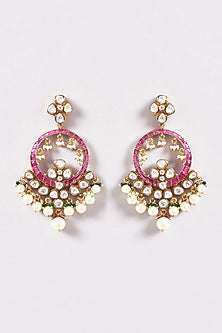 Gold Finish Kundan Polki & Navaratna Stone Necklace Set
