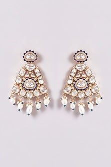 Gold Finish Kundan Polki Necklace Set