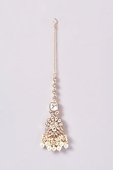 Gold Finish Kundan Polki & Pearl Necklace Set