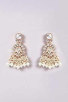 Gold Finish Kundan Polki & Pearl Necklace Set