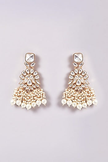 Gold Finish Kundan Polki & Pearl Necklace Set