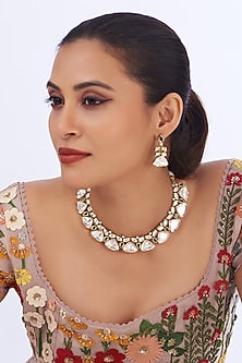 Gold Plated Kundan Polki Necklace Set