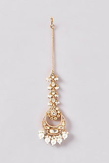 Gold Finish Kundan Polki & Pearl Necklace Set