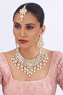 Gold Plated Kundan Polki Necklace Set