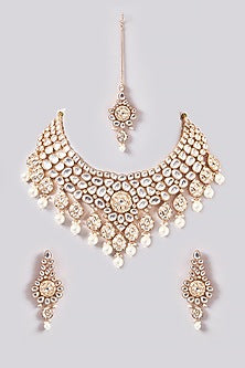Gold Plated Kundan Polki Necklace Set