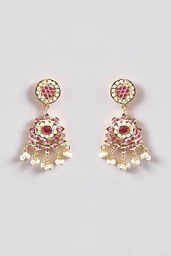 Gold Plated Kundan Polki & Pearl Necklace Set