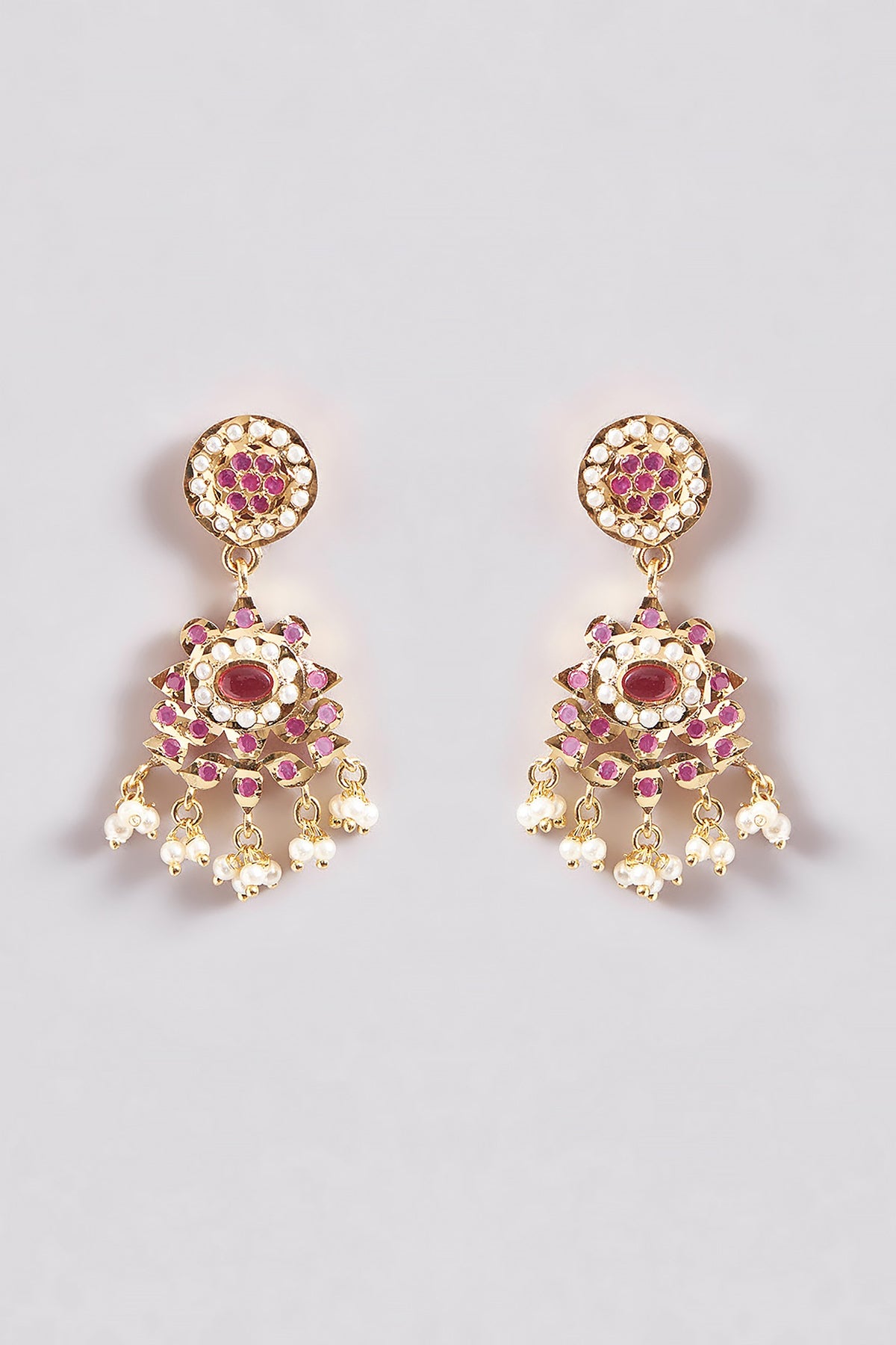 Gold Plated Kundan Polki & Pearl Necklace Set