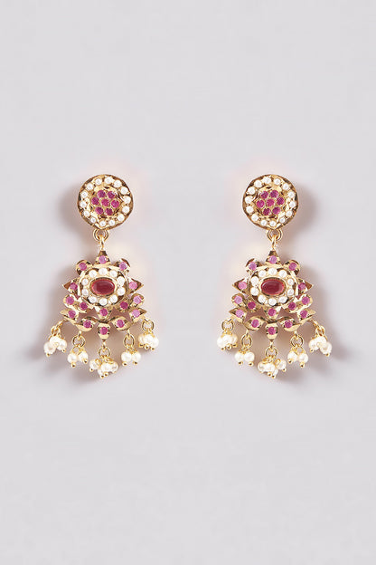 Gold Plated Kundan Polki & Pearl Necklace Set