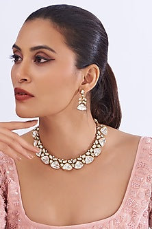 Gold Plated Kundan Polki Necklace Set