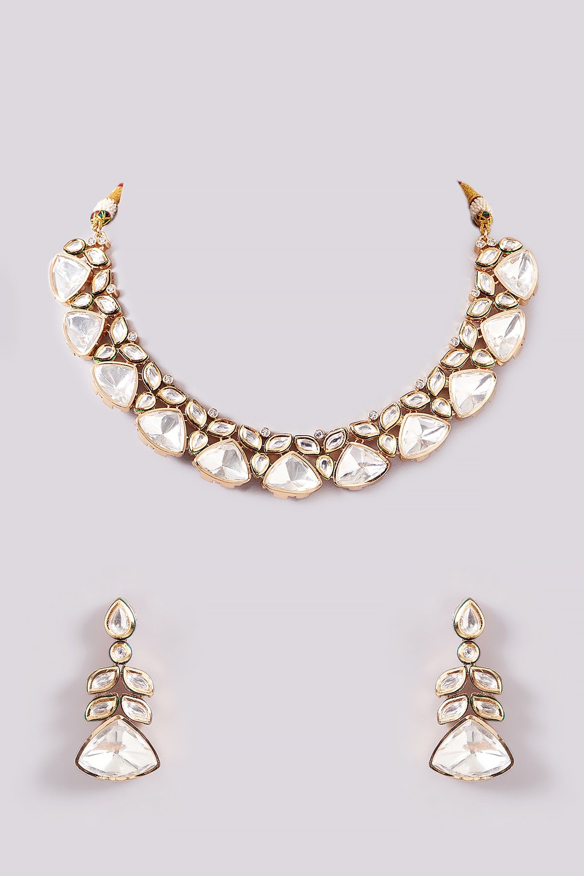 Gold Plated Kundan Polki Necklace Set