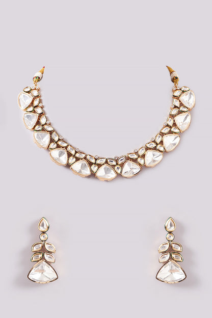 Gold Plated Kundan Polki Necklace Set