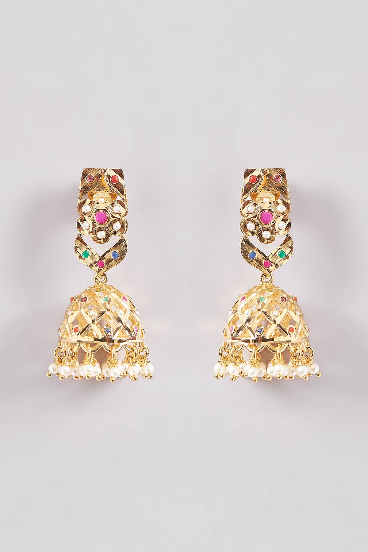 Gold Plated Kundan Polki & Pearl Necklace Set