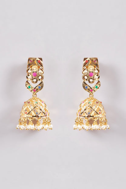 Gold Plated Kundan Polki & Pearl Necklace Set