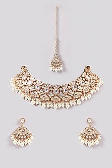 Gold Plated Kundan Polki Necklace Set