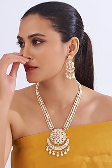 Gold Plated Kundan Polki Long Necklace Set