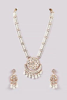 Gold Plated Kundan Polki Long Necklace Set