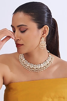 Gold Plated Kundan Polki Necklace Set
