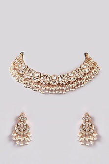 Gold Plated Kundan Polki Necklace Set